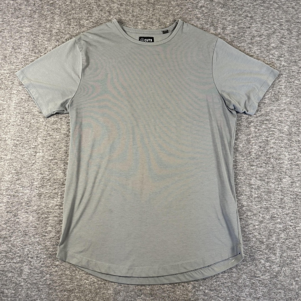 Cuts Shirt Mens Medium Gray Pyca Pro Curve Hem Tee T-Shirt Soft Stretch Casual